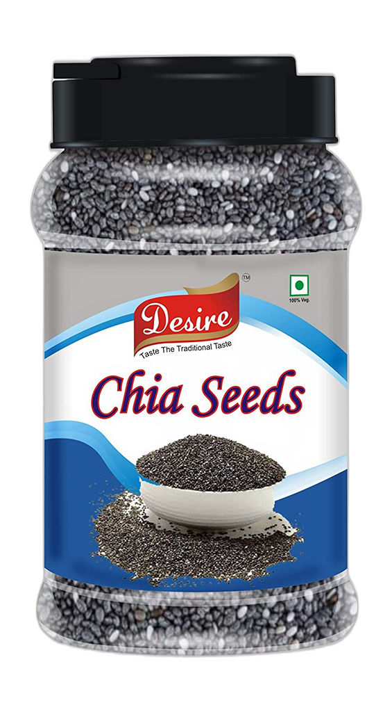 Desire Raw Healthy Chia Seeds 500 Gram - Premium Raw Chia Seed | Healthy Snacks | Chia Seeds for Weight Loss