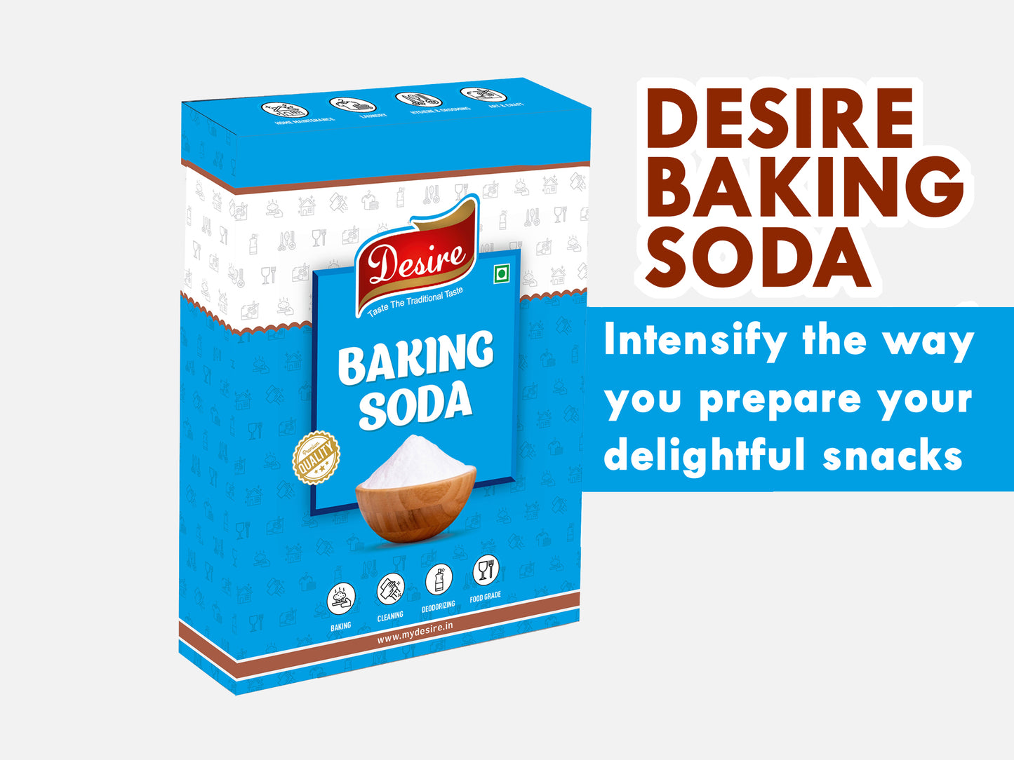 Desire Baking Soda 1 kg | Pure & Versatile for Baking, Cleaning, and Deodorizing | Perfect for Cakes, Cookies, and Breads | Natural Cleaner for Kitchen, Bathroom, and More