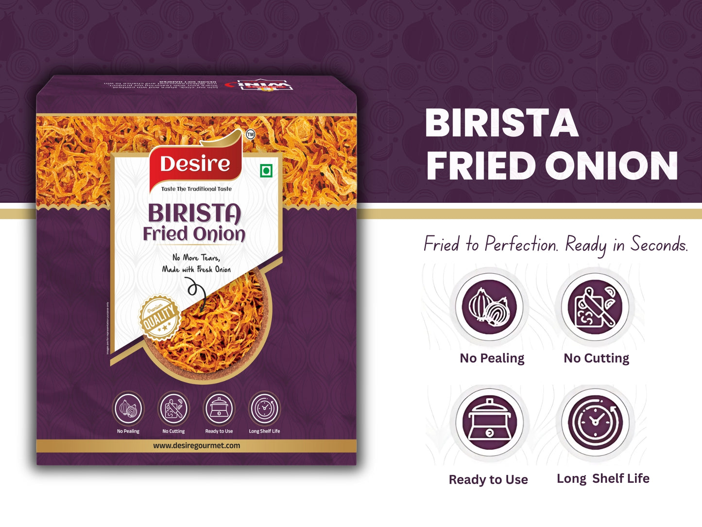 Desire Birista Fried Onion 1 Kg (Ready To Use Onions)