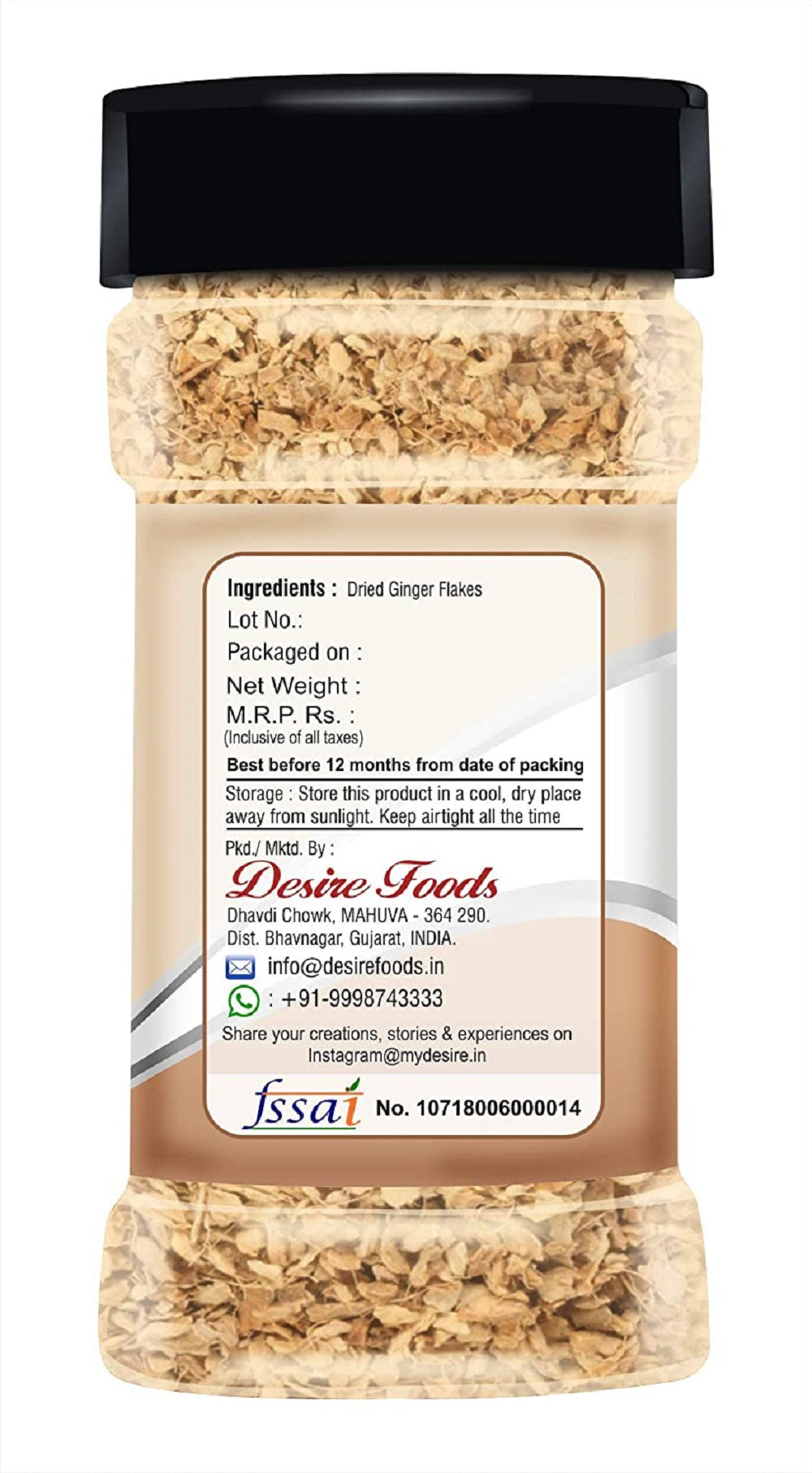 Desire Dried Ginger Flakes – 80 Gram | Rich Aroma, Enhances Digestion & Boosts Immunity | Pure & Natural | Ideal for Cooking & Tea