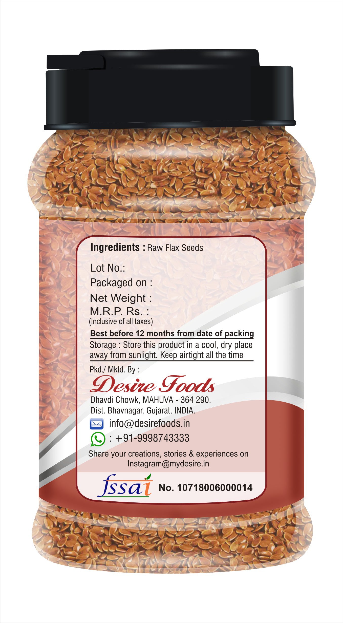 Desire Flax Seeds 250 Gram - Raw Flax Seeds for Weight Loss | Diet Food | Flax Seeds for Eating