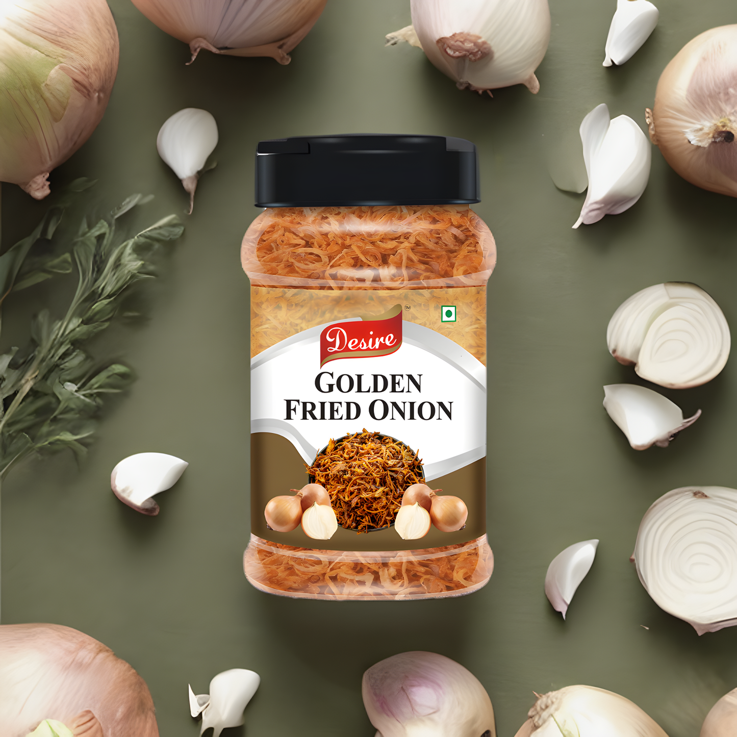 Desire Golden Fried Onion 250 Gram in Jar| Flakes |Birista | Fried Pyaz Used for Biryani, Gravies, Indian Curries