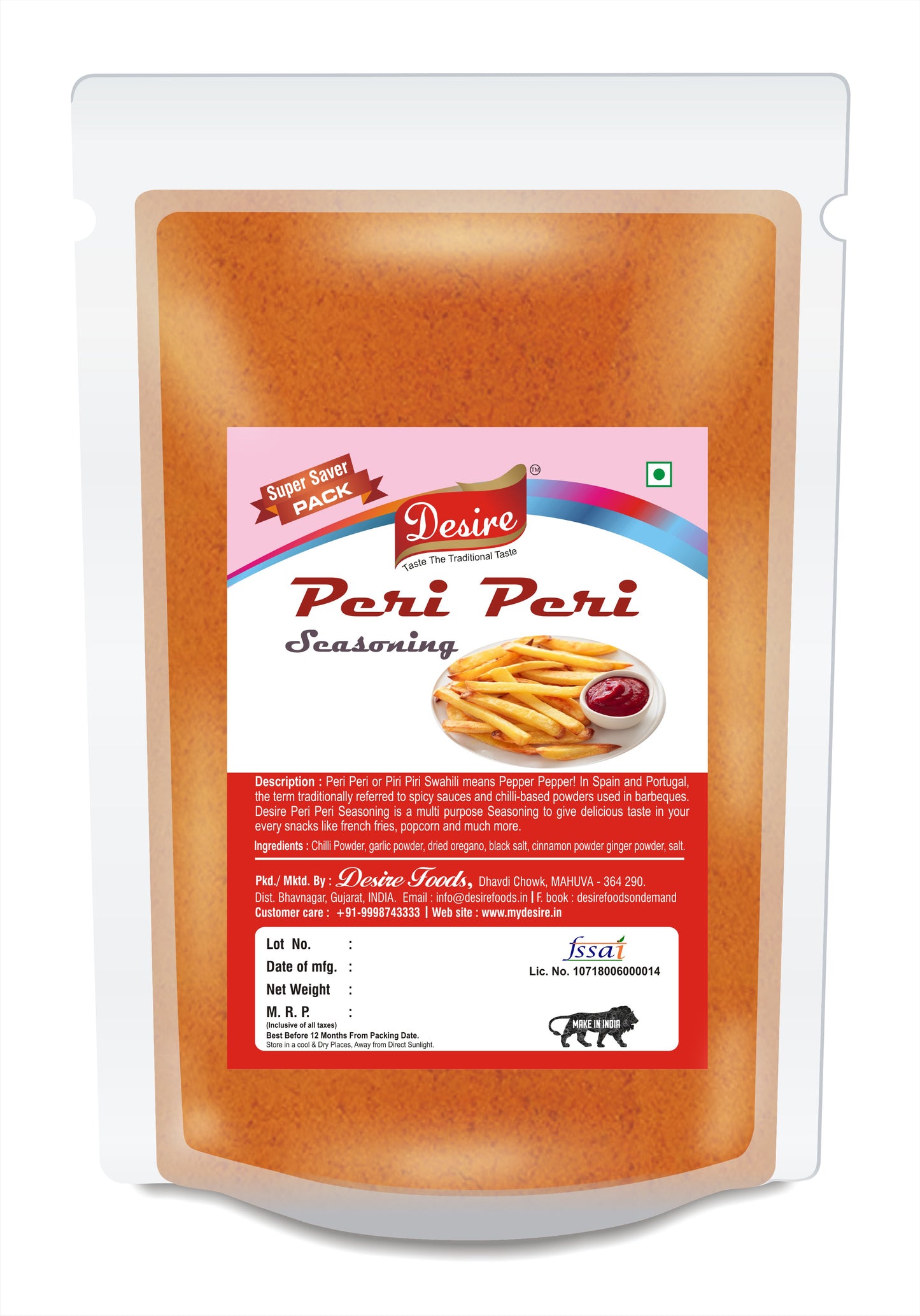 Desire Peri Peri Masala 1 Kg |Spices Mix for Multi Purpose Seasoning.