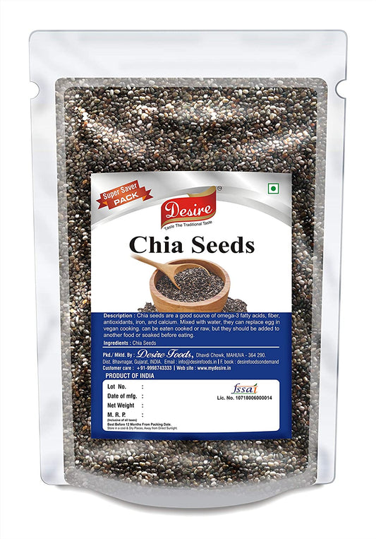 Desire Raw Chia Seeds 1 Kg [Premium Grade,Omega-3, Anti Oxidant, Gluten Free]
