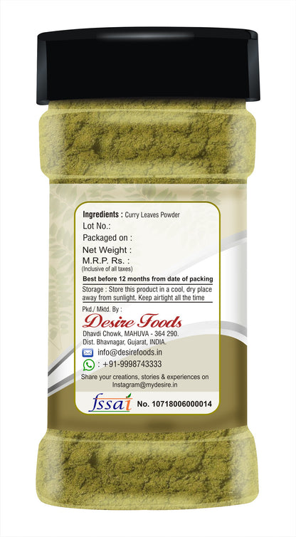 Desire Curry Leaf Powder 80 Gram | Dried Kadi Patta Powder | Pure & Natural Spice for Authentic Indian Recipes