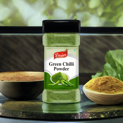 Desire Green Chilli Powder | Hari Mirchi Powder | 200g | Spicy & Aromatic Seasoning for Cooking