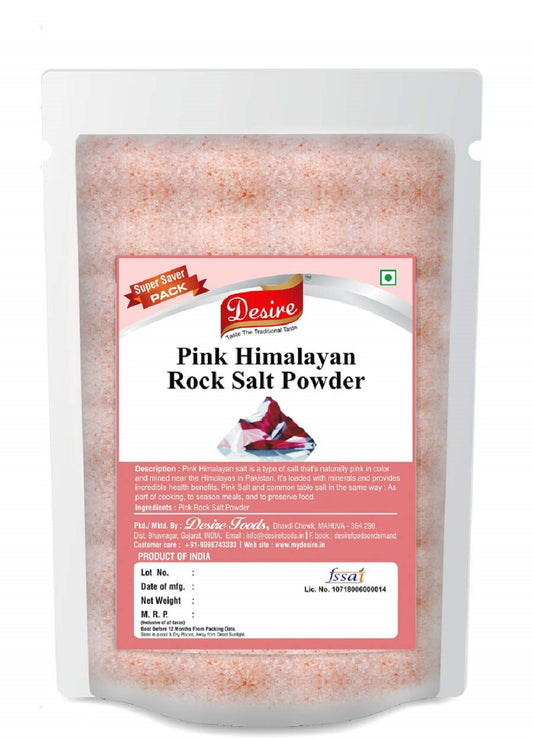 Desire Pink Himalayan Rock Salt Powder 1 kg | Salt in Fresh | Mineral Rich | Low Sodium Pink Salt | Flavorful | Vegan Food
