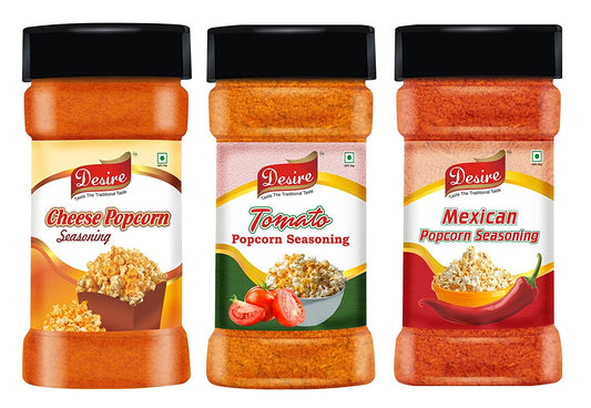 Desire Popcorn Seasonings Combo (Cheese,Tomato & Mexican) 50 Gram Each