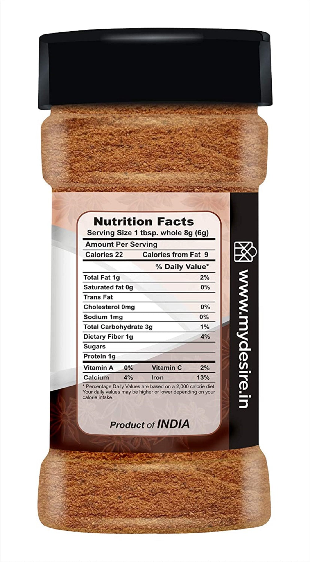 Desire Star Anise Powder Jar, 80 Gram [Chakri Phool Powdered, Badiyan Powder]