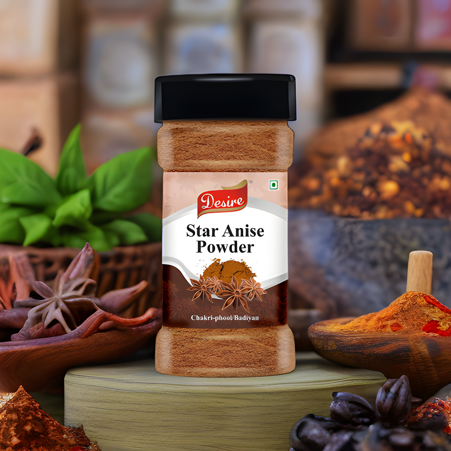 Desire Star Anise Powder Jar, 80 Gram [Chakri Phool Powdered, Badiyan Powder]