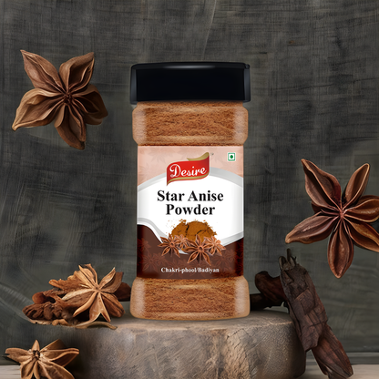 Desire Star Anise Powder Jar, 80 Gram [Chakri Phool Powdered, Badiyan Powder]