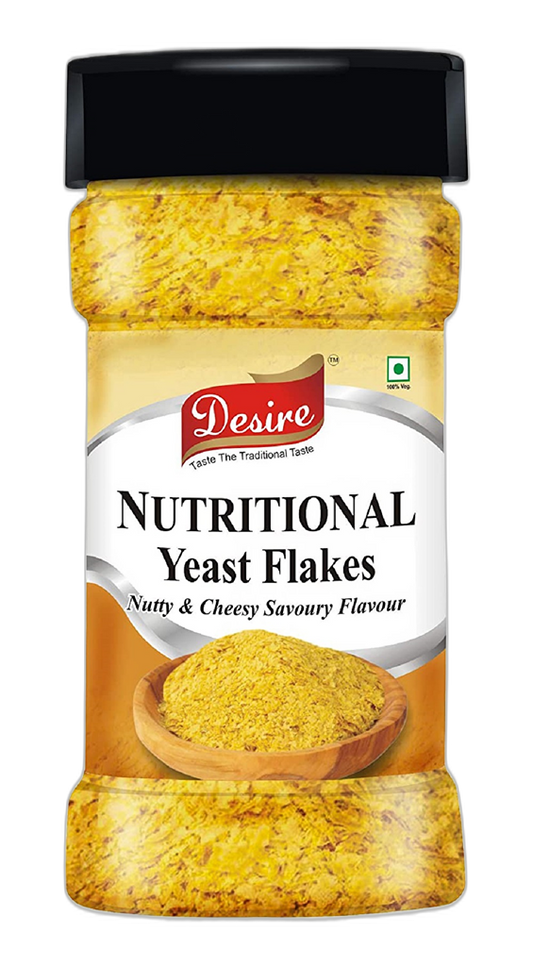 Desire Instant Nutritional Yeast Flakes 100 Gram | Vegan, Gluten-Free | Non-GMO | Rich in B Vitamins & Fiber | Nutty & Cheesy Taste
